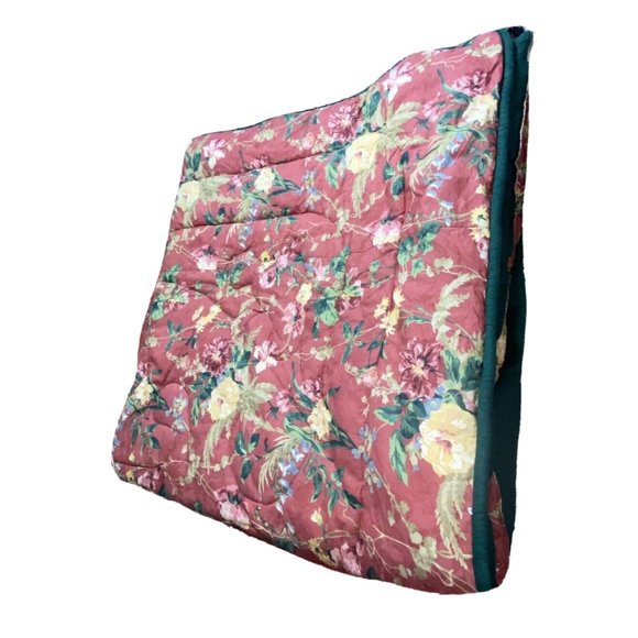 Vintage Queen Size Comforter Red Pink Rose Floral Bedding Thick Reversible Print - Picture 8 of 10